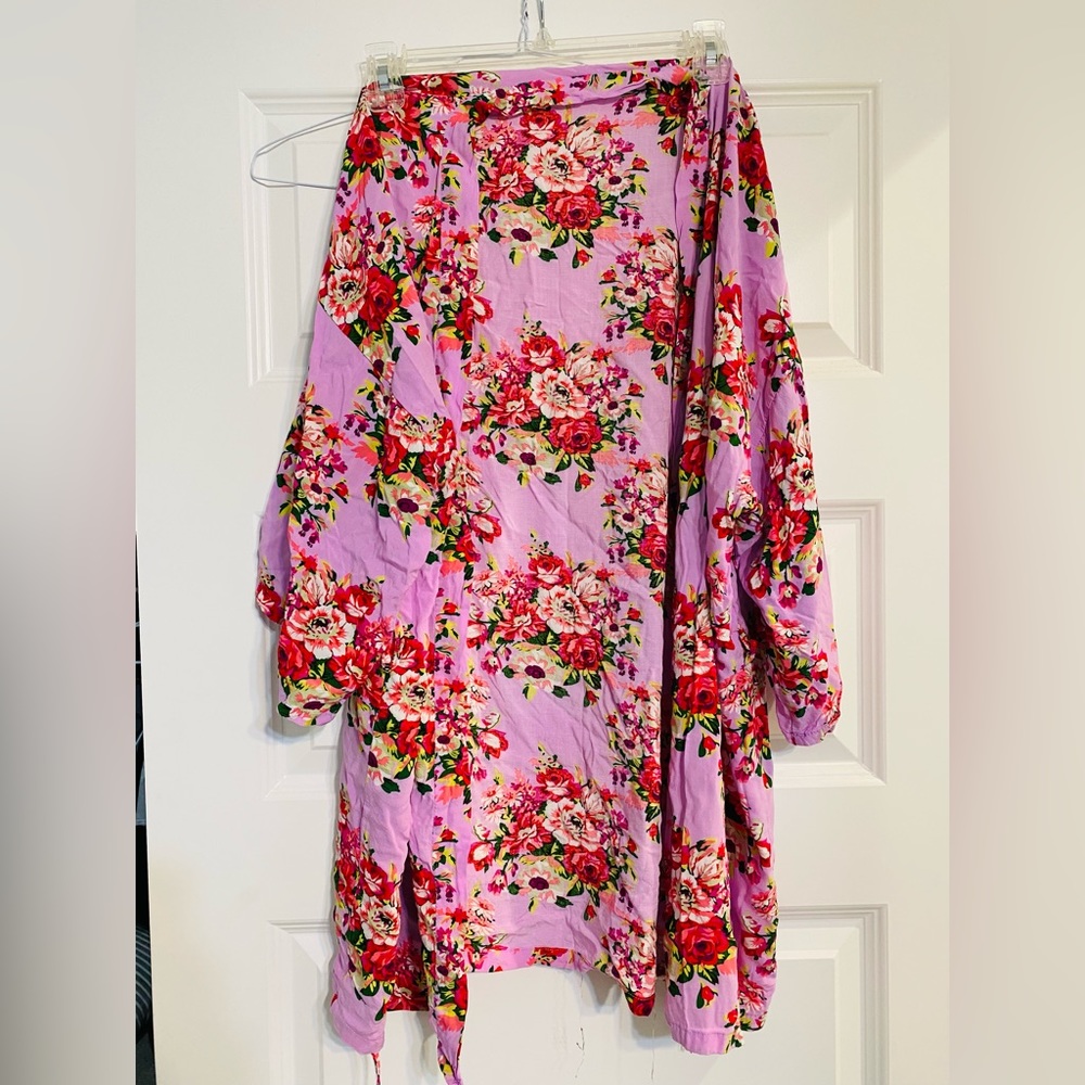 Grace Art, Short Robe Kimono, Floral, Pink